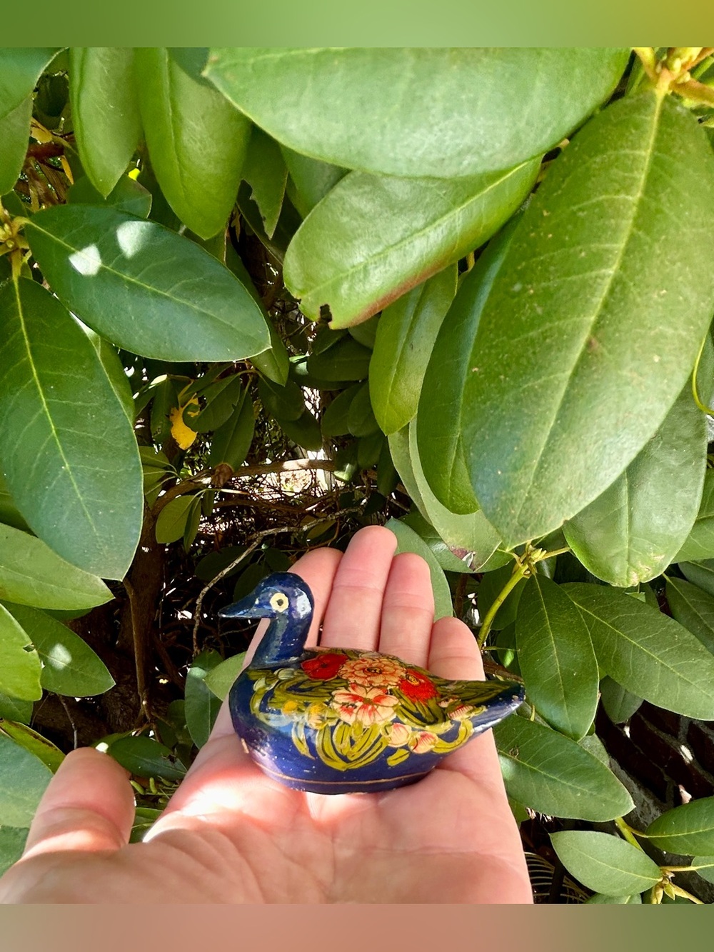 Hand Crafted Kashmiri Folk Art Miniature Duck Ornament, Figurine